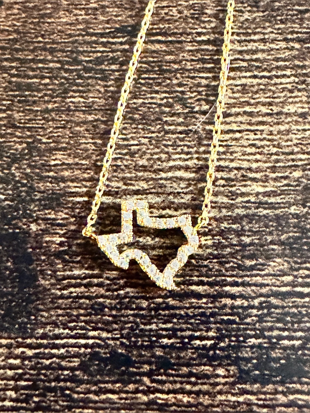 Texas Outline Pendant Short Necklace with Cubic Zirconia - Women’s